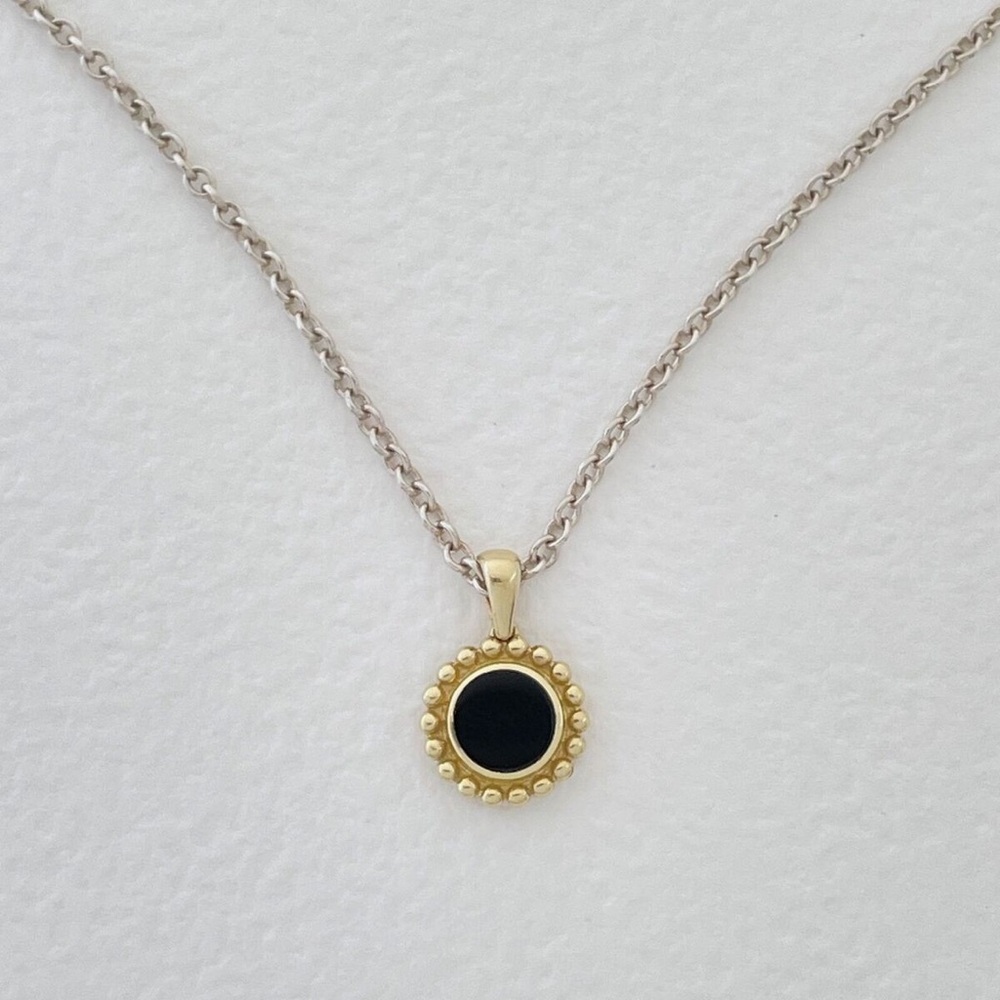 LAGOS SS 18K Covet Onyx 9mm Pendant Necklace